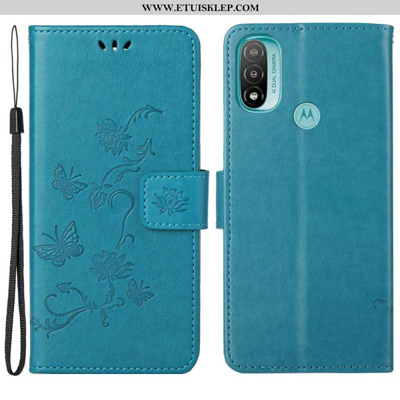 Etui Folio do Moto G71 5G Azjatyckie Motyle I Kwiaty